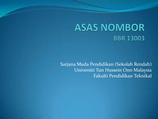 ASAS NOMBORBBR 13003 SarjanaMudaPendidikan (SekolahRendah) UniversitiTun Hussein Onn Malaysia FakultiPendidikanTeknikal 