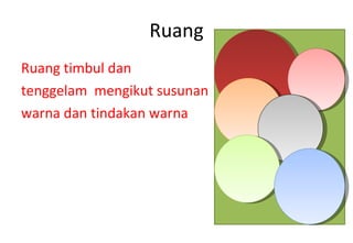 Ruang Ruang timbul dan  tenggelam  mengikut susunan  warna dan tindakan warna 