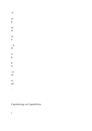 C
or
p
or
at
io
n
. A
ll
ri
g
h
ts
re
se
rv
ed
.
Capitalizing on Capabilities
•
 