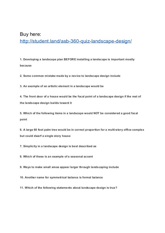 ASB 360 Quiz Landscape Design