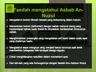 Faedah mengetahui Asbab An- 
Nuzul 
 