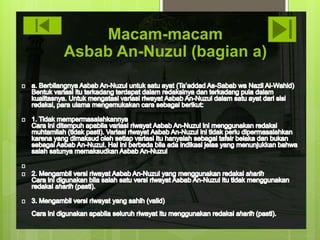 Macam-macam 
Asbab An-Nuzul (bagian a) 
 