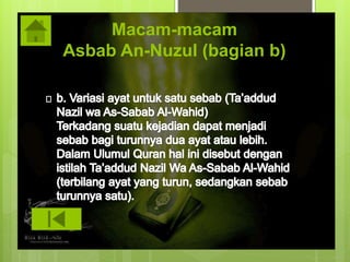 Macam-macam 
Asbab An-Nuzul (bagian b) 
 