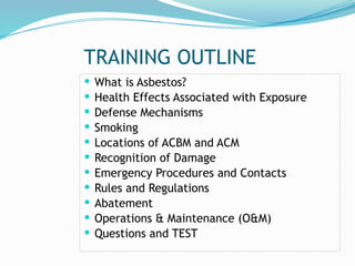 ASBESTOS AWARENESS TRAINING OUTLINE intelligence overview