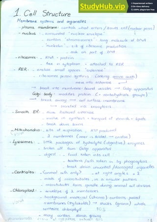 AS Biology All In One Handwritten Notes
