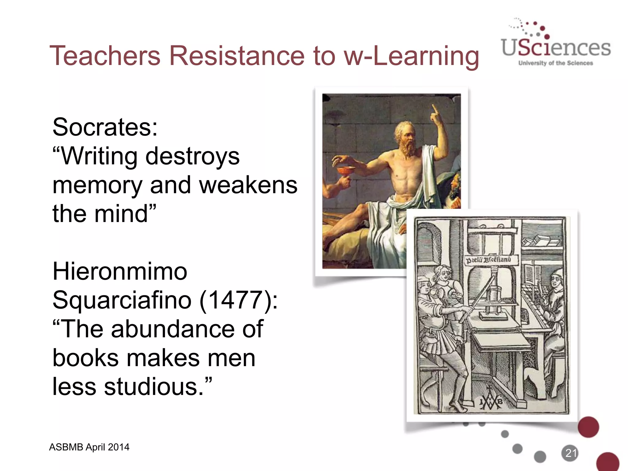 ASBMB April 2014
w-Learning
• Writing
21
 