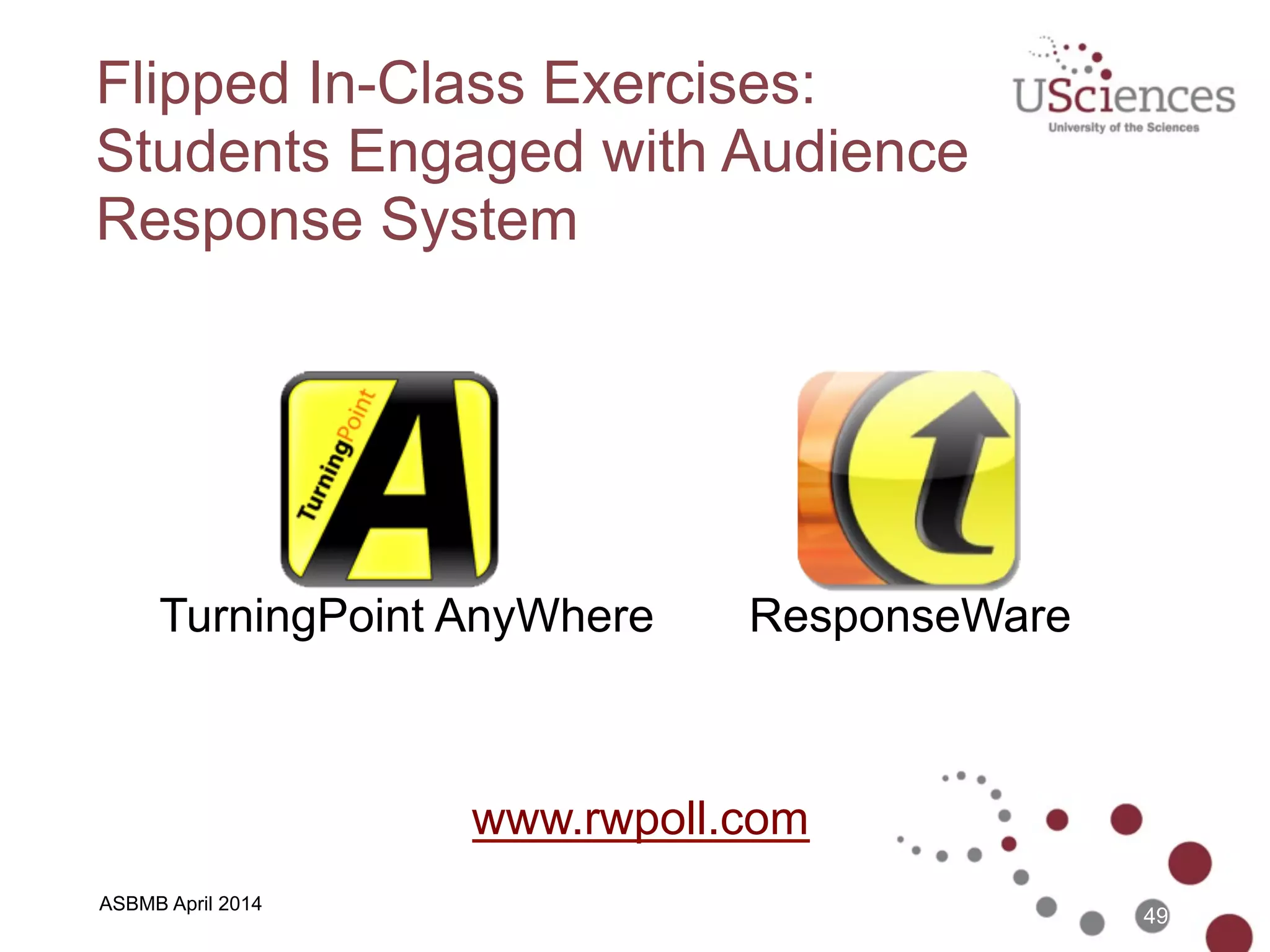 ASBMB April 2014
Flipped In-Class Exercises
49
Apple TV
iPad w/AirPlay
Any App
 