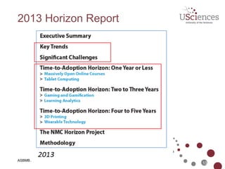 ASBMB April 2014
2013 Horizon Report
13
MOOCs
 