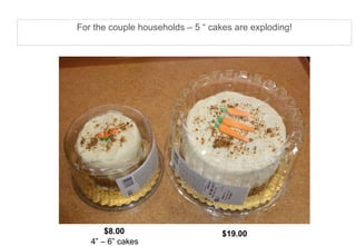 $19.00 4” – 6” cakes $8.00 For the couple households – 5 “ cakes are exploding! 