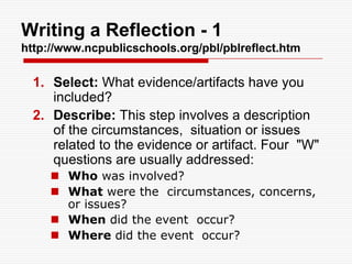 Level 2: Primary Purpose: Learning/Reflection
