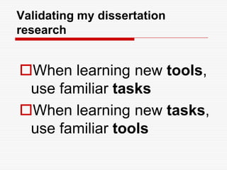 Professional ePortfolio EmphasisTechnologies: Social Networks, Productivity Tools, Micro-Blogging (Twitter, Edmodo) and Second LifeReflection on the Job: Sharing Experiences, Building a Community of Learners