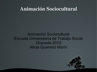 Animación Sociocultural Animación Sociocultural Escuela Universitaria de Trabajo Social Granada 2010 Alicia Guerrero Marín 