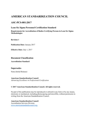 ASC-PCS-0012017.pdf Lean Six Sigma Accreditation standard from ASC | PDF