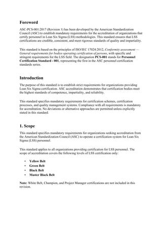 ASC-PCS-0012017.pdf Lean Six Sigma Accreditation standard from ASC | PDF