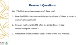 Women's empowerment through seed improvement and seed governance: evidence from participatory barley breeding in pre-war Syria