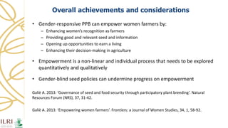 Women's empowerment through seed improvement and seed governance: evidence from participatory barley breeding in pre-war Syria