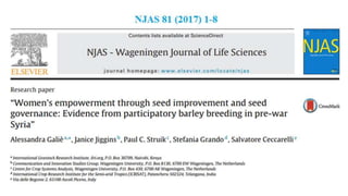 Women's empowerment through seed improvement and seed governance: evidence from participatory barley breeding in pre-war Syria