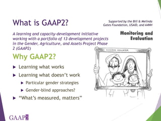 Reach, Benefit, Empower: Indicators for measuring impacts of programs and policy towards gender equality