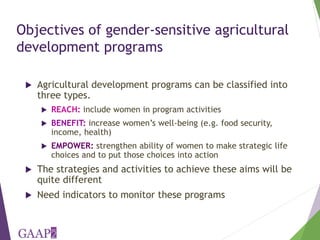 Reach, Benefit, Empower: Indicators for measuring impacts of programs and policy towards gender equality