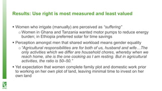 What happens after technology adoption? Gendered aspects of small-scale irrigation technologies in Ethiopia, Ghana, and Tanzania
