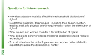 What happens after technology adoption? Gendered aspects of small-scale irrigation technologies in Ethiopia, Ghana, and Tanzania