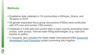 What happens after technology adoption? Gendered aspects of small-scale irrigation technologies in Ethiopia, Ghana, and Tanzania