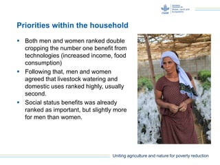 Gender and water lifting technologies: water lifting irrigation and multiple purposes