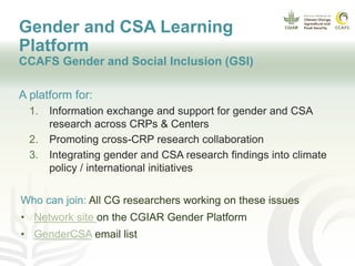 CGIAR Collaborative Platform on Gender Research - Communities of Practice