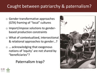 Implementing ‘gender equity’ in livestock interventions: Caught between patriarchy and paternalism