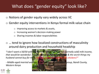 Implementing ‘gender equity’ in livestock interventions: Caught between patriarchy and paternalism