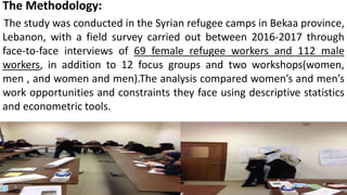The Constraints of women refugees in accessing work: the case of Syrian refugees in Lebanon