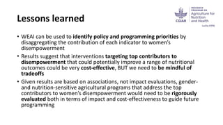 Gender, women’s empowerment, and nutrition: A review, new evidence, and guidelines for nutrition-sensitive agricultural programming