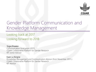 Gender platform communication and knowledge management: looking back 2017 - looking forward to 2018
