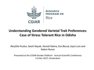 Understanding gendered rice varietal trait preferences: Case of stress tolerant rice in Odisha