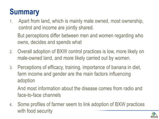 Does gender matter in effective management of plant disease epidemics? Insights from a survey among rural banana farming households in Uganda