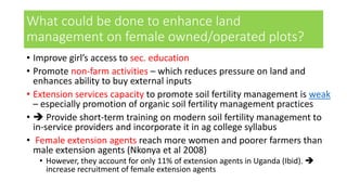 Do women manage land more sustainably than men? Evidence from 10-year Uganda soil fertility management panel data