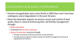 Do women manage land more sustainably than men? Evidence from 10-year Uganda soil fertility management panel data