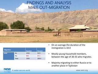 Gender, agricultural activities and water governance in rural Tajikistan in midst of male-out migration