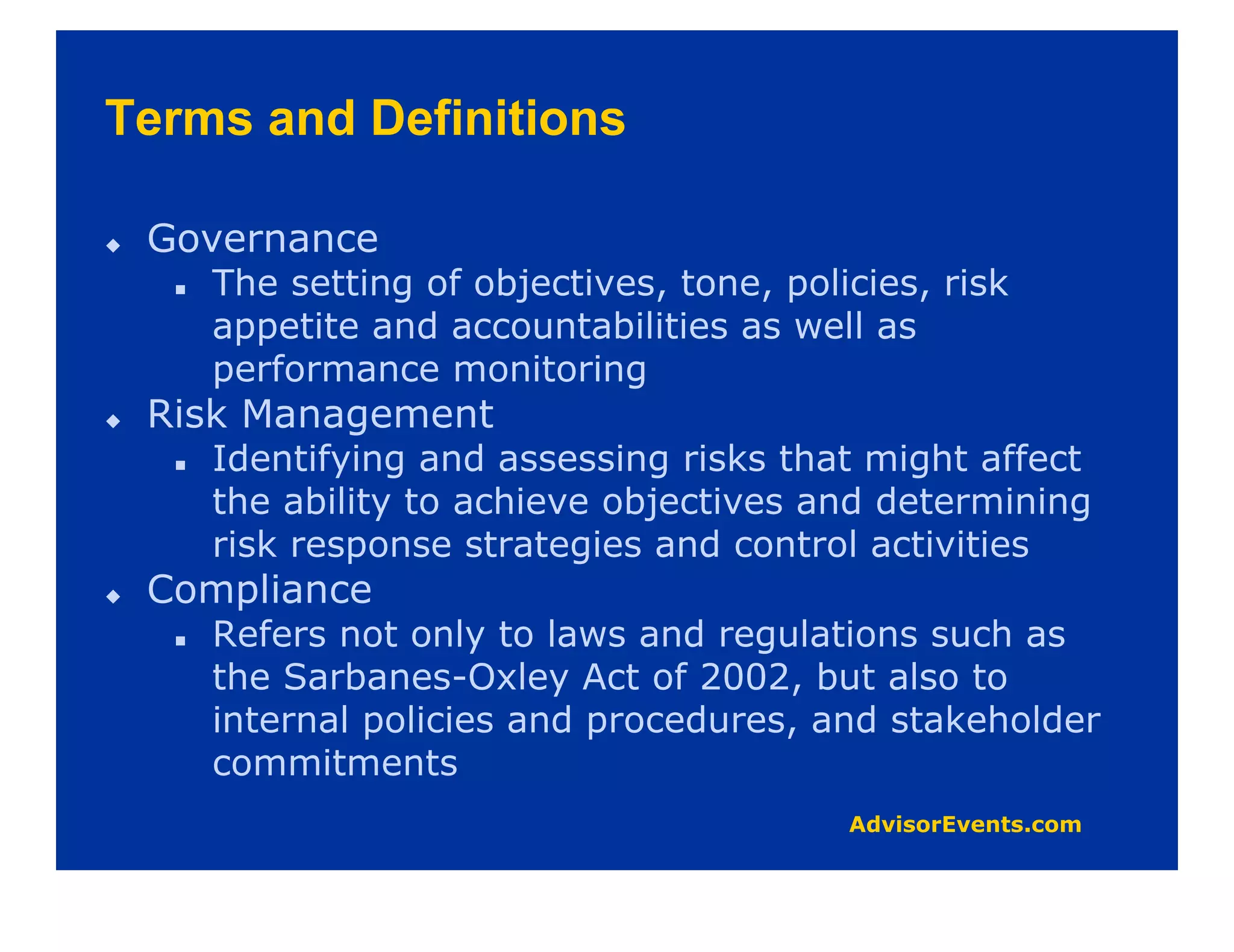 Terms and Definitions
 