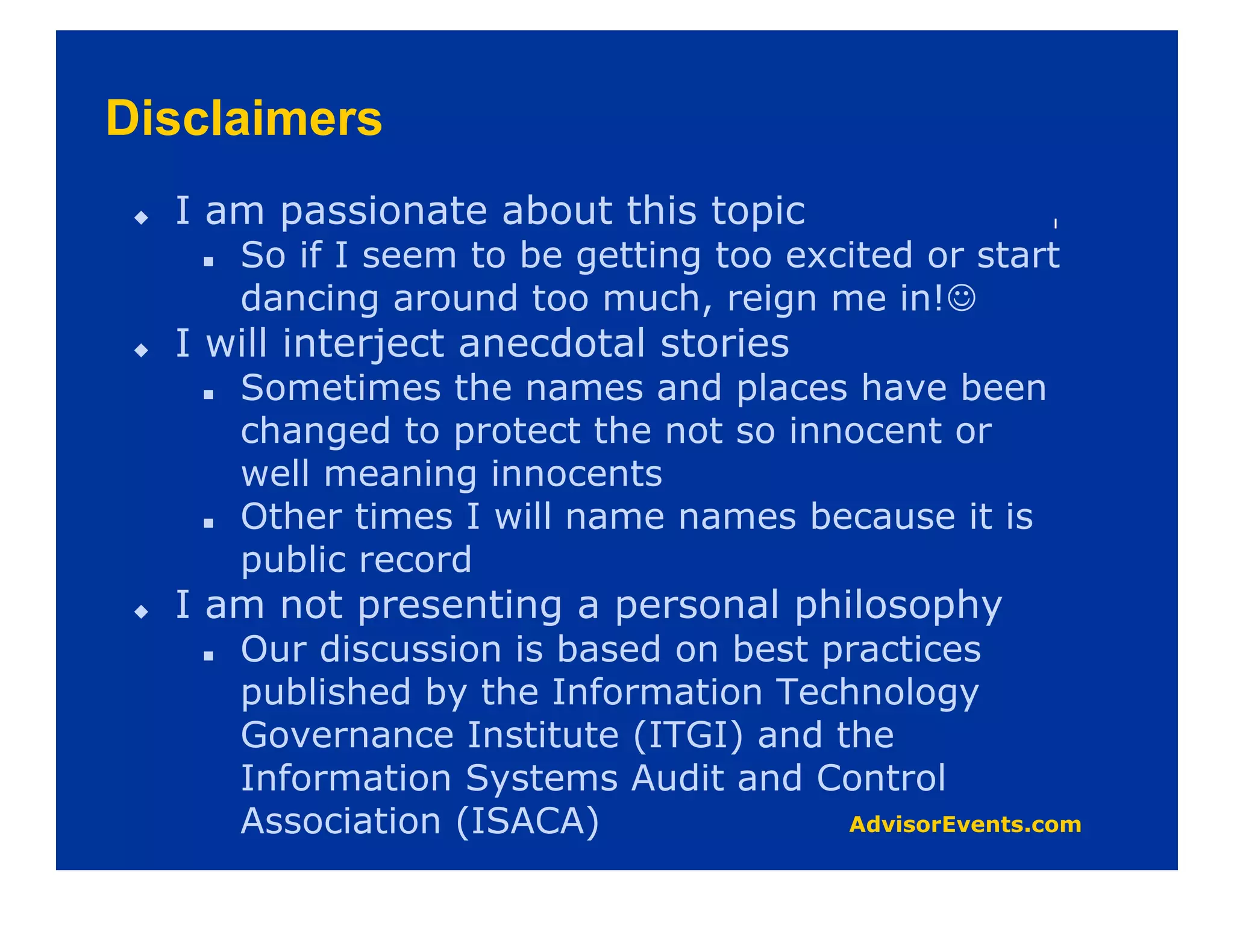 Disclaimers
 