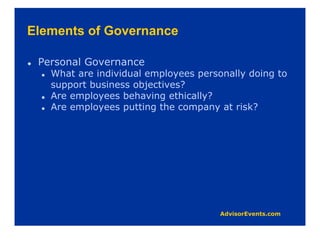 Elements of Governance
 