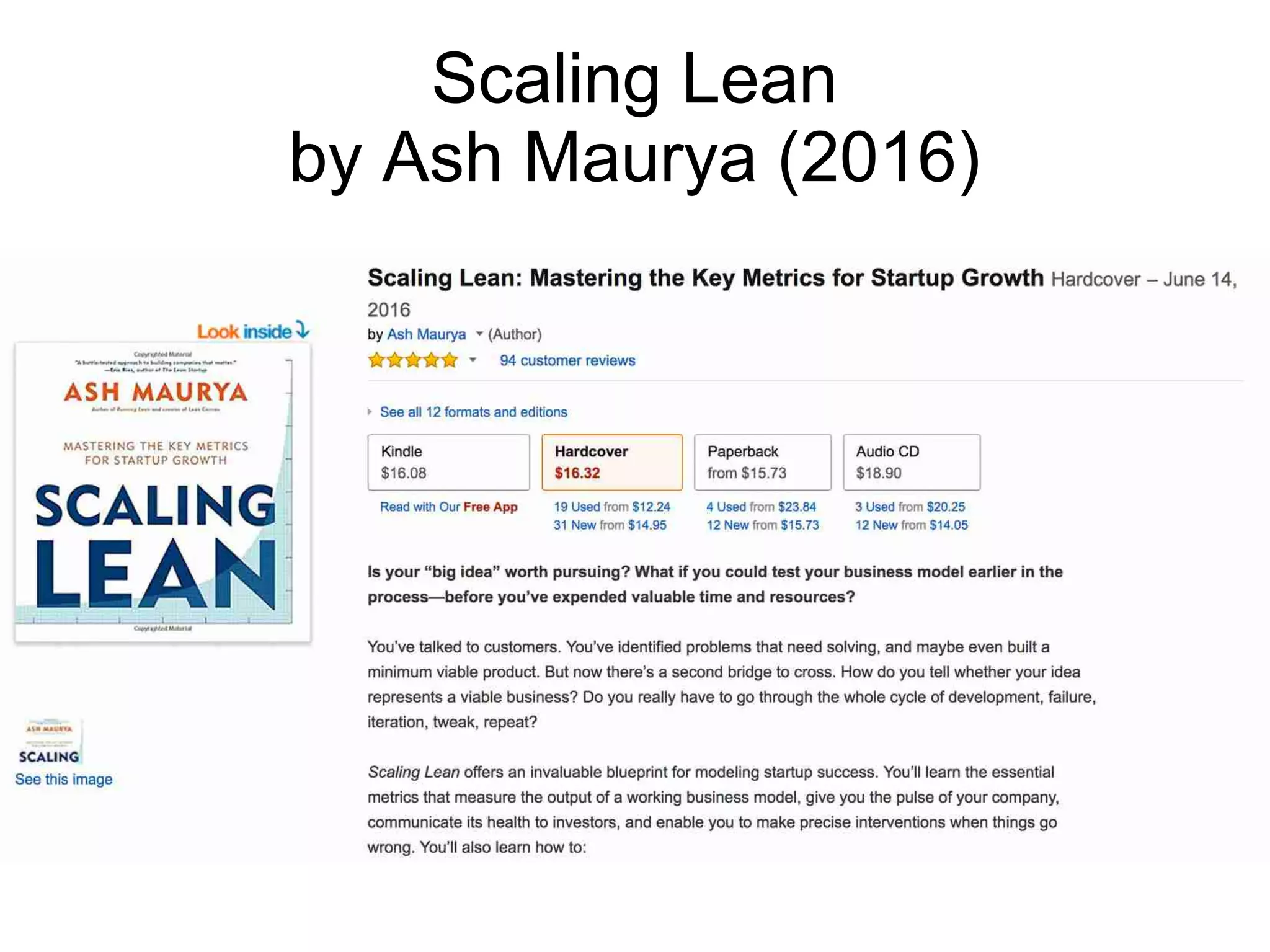 Scaling Lean
by Ash Maurya (2016)
 