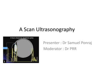 A Scan Ultrasonography
Presenter : Dr Samuel Ponraj
Moderator : Dr PRR
 