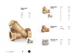Фильтр грубой
очистки
Фильтр грубой
очистки
артикул размер
FH1N
FH1
1/2”
1/2”
артикул размер
F1
F2
F3
F4
F5
F6
1/2”
3/4”
1”
1¼”
1½”
2”
Фильтр грубой
очистки
16AS Gruppe каталог 2013
артикул размер
FG1
FG2
1/2”
3/4”
Фильтр для газа
алюминиевый
артикул размер
FDH F503 1/2”
 