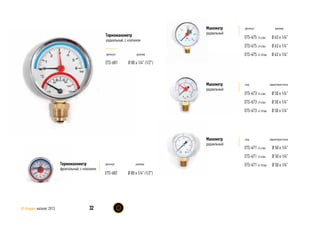 код характеристика
ETS-673
ETS-673
ETS-673
Ø 50 х 1/4”
Ø 50 х 1/4”
Ø 50 х 1/4”
Манометр
радиальный
0-4 bar
0-6 bar
0-10 bar
Ø 50 х 1/4”
Ø 50 х 1/4”
Ø 50 х 1/4”
код характеристика
ETS-671
ETS-671
ETS-671
Манометр
радиальный
0-4 bar
0-6 bar
0-10 bar
артикул размер
ETS-675
ETS-675
ETS-675
Ø 63 х 1/4”
Ø 63 х 1/4”
Ø 63 х 1/4”
Манометр
радиальный
0-4 bar
0-6 bar
0-10 bar
артикул размер
ETS-682 Ø 80 х 1/4” (1/2”)
Термоманометр
фронтальный, с клапаном
ETS-681 Ø 80 х 1/4” (1/2”)
артикул размер
Термоманометр
радиальный, с клапаном
32AS Gruppe каталог 2013
 