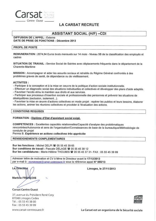 Assistante Social Cdi 055 13