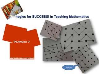 Strategies for SUCCESS! in Teaching Mathematics




    Problem 2



Responses from Participants




                                 5 dots
 