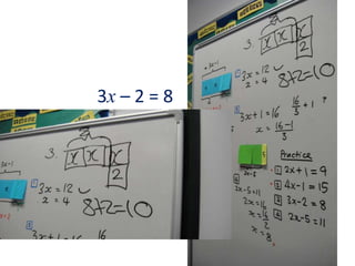 3x – 2 = 8
 