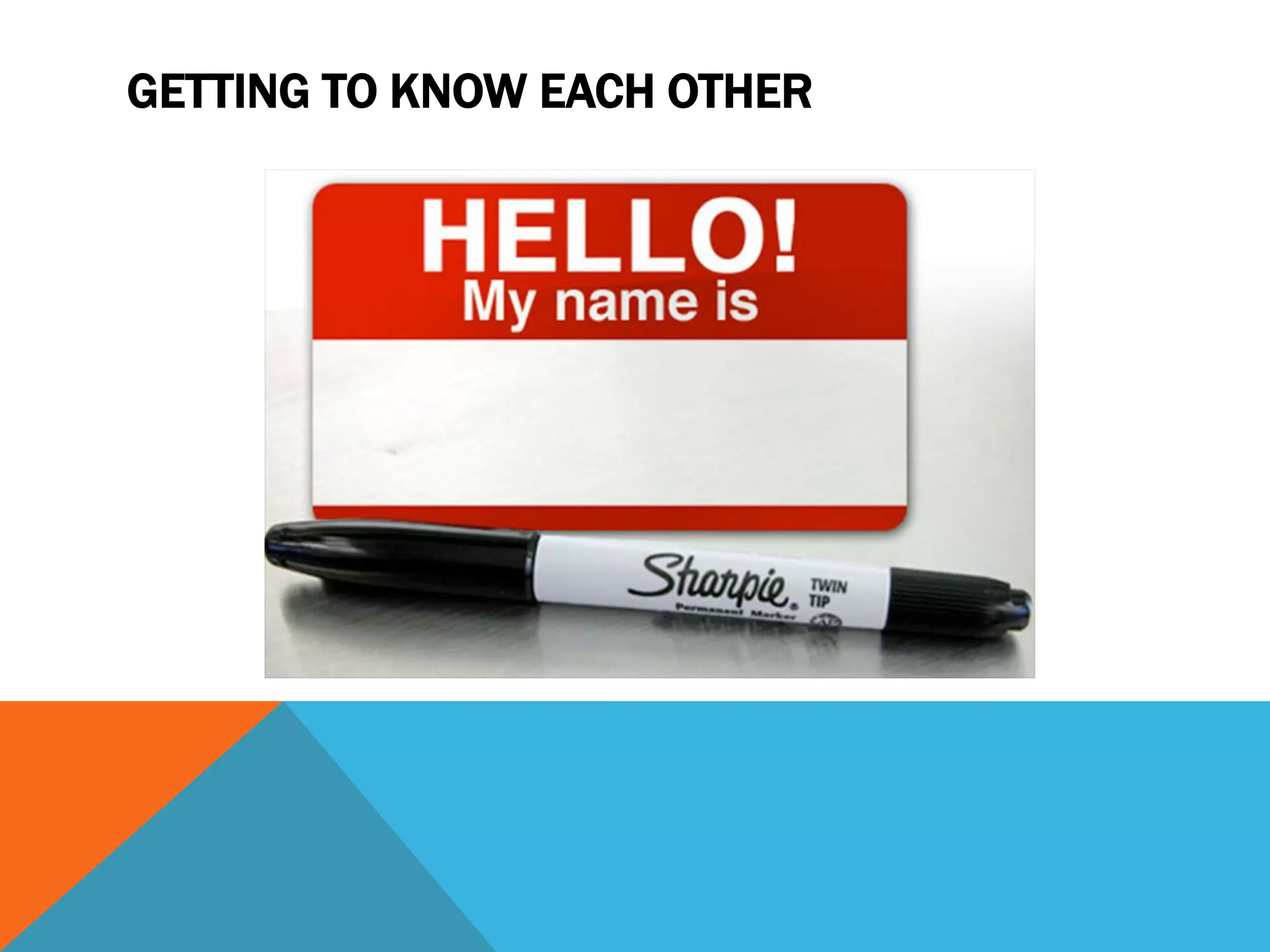 GETTING TO KNOW EACH OTHER
 