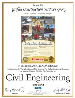 ASCE/Civil Engineering May 2012 Award for Outstanding Advertising